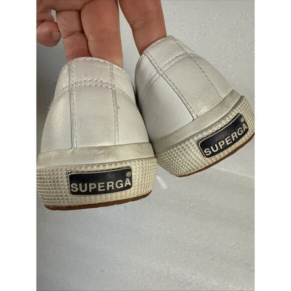Superga Shoes Sneakers 39.5 white Leather Low Top  US Men’s 7 women’s 8.5 - Picture 15 of 16